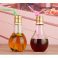 Haonai 400ml Beverage drinking use light bulb bottle/glass juice bottle with screw cap